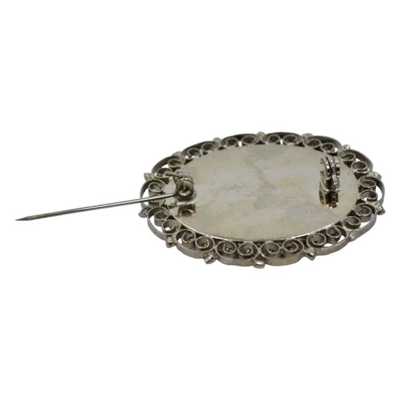 Millefiori Italian Micro Mosaic Pin Brooch Oval Filigree Floral Design … - Picture 4 of 5
